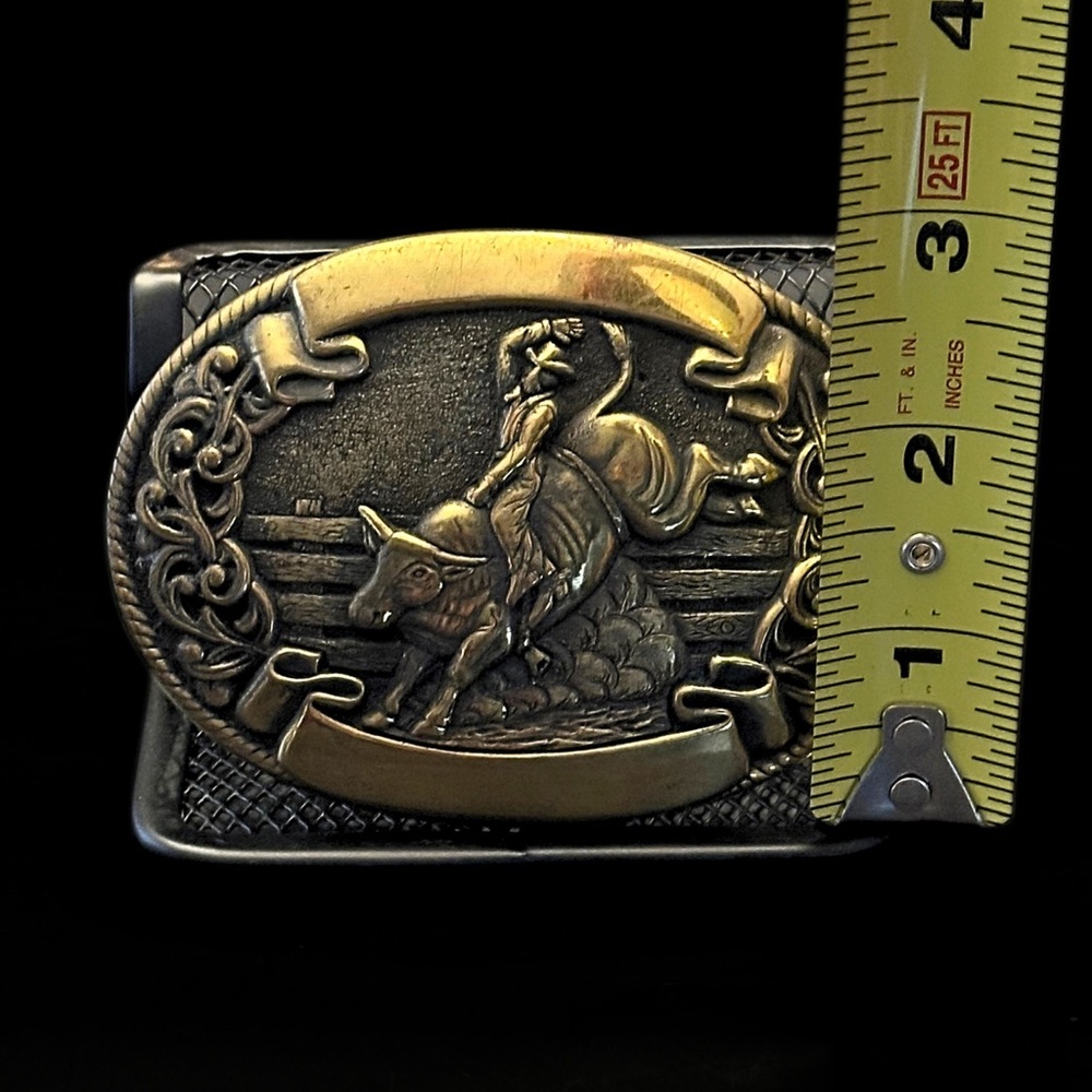 Vintage Chambers Western Belt Buckle Rodeo Cowboy Bull Rider Solid Metal - Picture 15 of 15